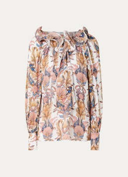 Farm Rio Dames Sea Garden semi-transparante tuniek met ballonmouw in de kleur Gebroken wit