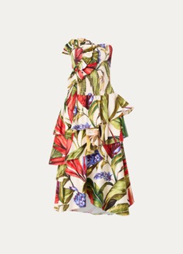 Farm Rio Dames Florart midi jurk met volant in de kleur Gebroken wit