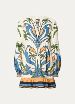 Farm Rio Dames Tropical mini tuniekjurk met print in de kleur Gebroken wit