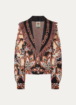 Farm Rio Dames Fijngebreid vest met print in de kleur Beige