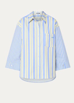 Laagam Dames Caos oversized blouse met streepprint en borstzak in de kleur Blauw, maat: L
