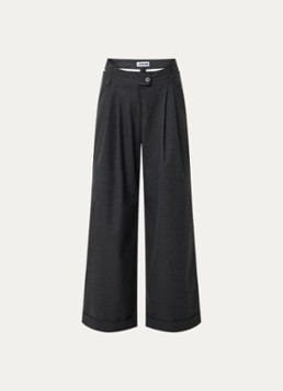 Laagam Dames Smith high waist wide fit pantalon met cut-out detail in de kleur Antraciet, maat: 34