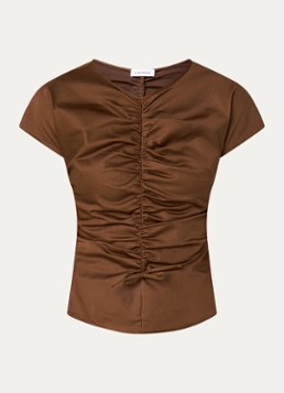 Laagam Dames Simone top met plooidetail in de kleur Bruin, maat: M