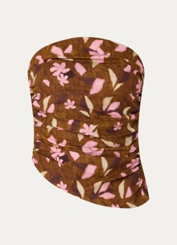 Laagam Dames Bonnie strapless top met asymmetrische zoom in de kleur Cognac, maat: XL