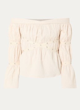 Laagam Dames Addison off shoulder top met ruches in de kleur Ivoor, maat: XL