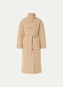 Laagam Dames Antwerp trenchcoat met strikceintuur en opstaande kraag in de kleur Donkerbeige, maat: XL