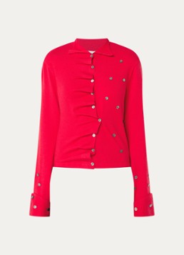 Laagam Dames Fia fijngebreid vest met knoopdetail in de kleur Rood, maat: XL