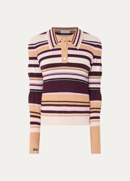 Laagam Dames Ilyana polo met streepprint in de kleur Aubergine, maat: L