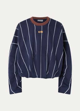 Laagam Dames Kelly sweater met streepprint in de kleur Donkerblauw, maat: L