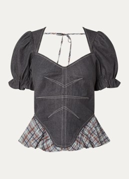 Laagam Dames Regina top met pofmouw in de kleur Donkergrijs, maat: XL