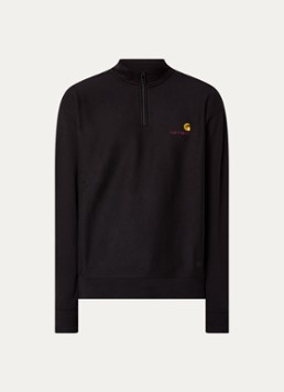 Carhartt WIP Heren American Script sweater met halve rits en logo in de kleur Zwart, maat: M