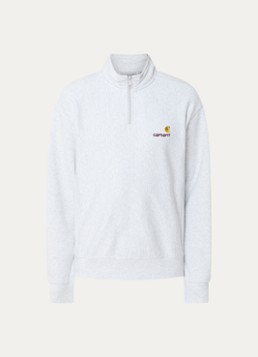Carhartt WIP Heren Sweater met halve rits en logoborduring in de kleur Grijsmele, maat: M