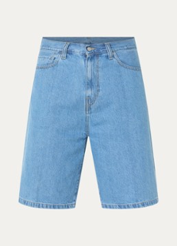 Carhartt WIP Heren Landon straight fit korte broek van denim met medium wassing in de kleur Indigo, maat: 29