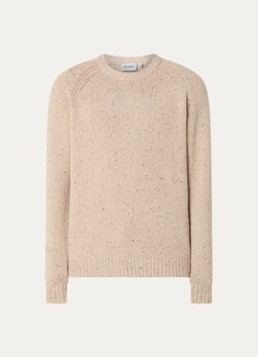 Carhartt WIP Heren Anglistic grofgebreide trui in wolblend met gemêleerd dessin in de kleur Beige, maat: S