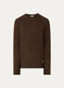 Carhartt WIP Heren Anglistic grofgebreide trui in wolblend met gemêleerd dessin in de kleur Bruin, maat: M
