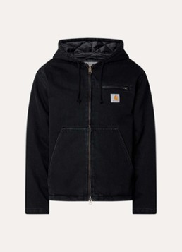 Carhartt WIP Heren Cleveland gewatteerde spijkerjas met capuchon en steekzakken in de kleur Zwart, maat: XL