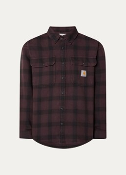 Carhartt WIP Heren Edmands regular fit overshirt met ruitdessin in de kleur Kastanjebruin, maat: M