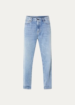 Carhartt WIP Heren Aaron straight leg jeans met lichte wassing in de kleur Lichtblauw, maat: 32