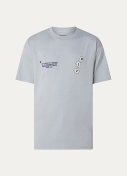 Carhartt WIP Heren Trip T-shirt met logoprint- en backprint in de kleur Lichtgrijs, maat: XL