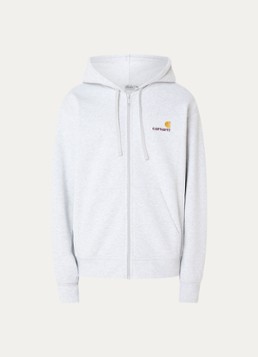 Carhartt WIP Heren Hooded American Script sweatvest met logoborduring in de kleur Grijs, maat: L