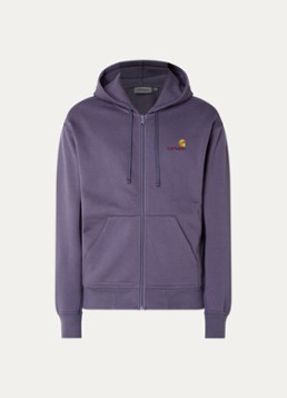 Carhartt WIP Heren Hooded American Script sweatvest met logoborduring in de kleur Paars, maat: M