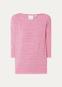 Josephine & Co Dames Brit T-shirt met boothals en streepprint in de kleur Koraalrood