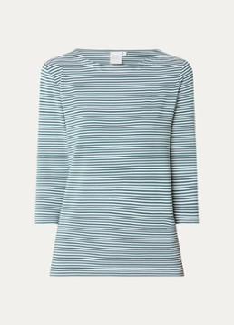 Josephine & Co Dames Brit T-shirt met boothals en streepprint in de kleur Donkergroen