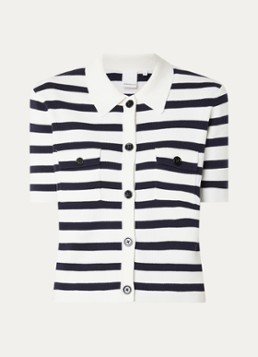 Josephine & Co Dames Bastijn fijngebreide vest met streepprint in de kleur Donkerblauw