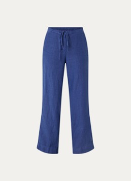 Josephine & Co Dames High waist wide fit broek van linnen met steekzakken in de kleur Kobaltblauw