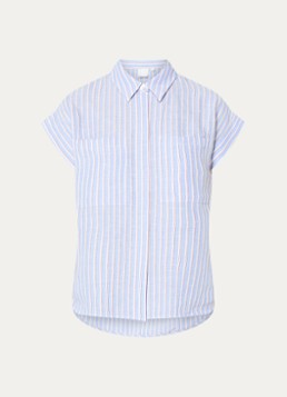Josephine & Co Dames Barndon blouse in linnenblend met streepprint in de kleur Blauw