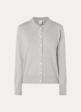 Josephine & Co Dames Cara fijngebreid vest in kasjmierblend met kraag in de kleur Lichtgrijs