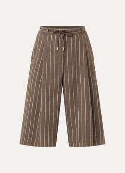 Josephine & Co Dames Camden high waist loose fit korte pantalon met streepprint in de kleur Bruin