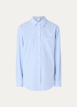 Josephine & Co Dames Cass longline blouse met streepprint in de kleur Lichtblauw