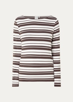 Josephine & Co Dames Longsleeve met streepprint in de kleur Donkerbruin