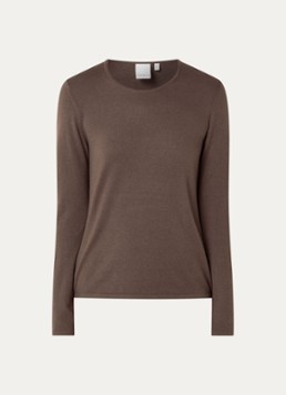 Josephine & Co Dames Cristal fijngebreide pullover in wolblend in de kleur Bruin