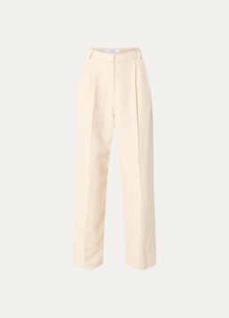 IRO Dames Hayda high waist wide fit pantalon in linnenblend in de kleur Vanillegeel