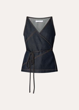 IRO Dames Renata top van chambray met strikceintuur in de kleur Indigo
