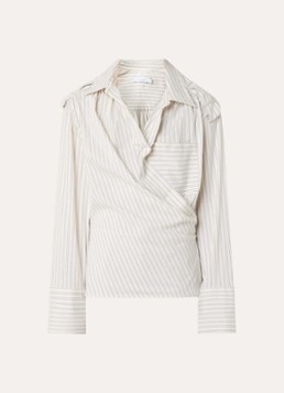 IRO Dames Lace asymmetrische blouse met streepprint in de kleur Vanillegeel
