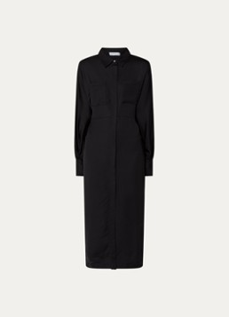 IRO Dames Ursana maxi blousejurk van satijn met ballonmouw in de kleur Zwart