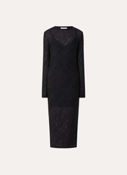 IRO Dames Gaiana midi jurk met structuur in de kleur Zwart
