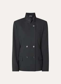 IRO Dames Bluff double-breasted blazer in wolblend met opstaande kraag in de kleur Zwart