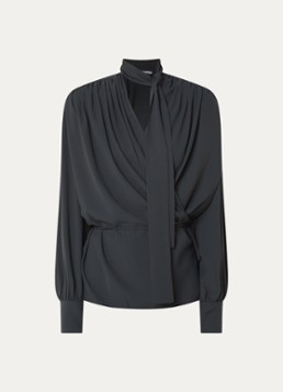 IRO Dames Bliss wikkeltop met schoudervulling en sjaalkraag in de kleur Zwart
