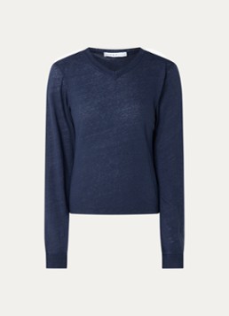 IRO Dames Selhy fijngebreide pullover van linnen in de kleur Donkerblauw