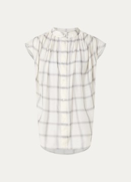 IRO Dames Louka blouse in zijdeblend met ruitdessin in de kleur Creme