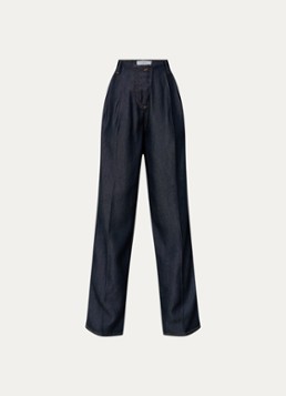 IRO Dames Chasing high waist wide fit broek met steekzakken in de kleur Donkerblauw