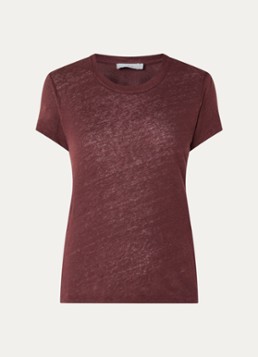 IRO Dames T-shirt van linnen met ronde hals in de kleur Kastanjebruin