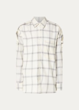 IRO Dames Softy oversized blouse in zijdeblend met ruitdessin in de kleur Gebroken wit