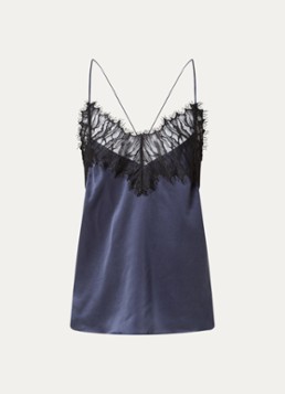 IRO Dames Newin spaghettitop van zijde met details van kant in de kleur Donkerblauw