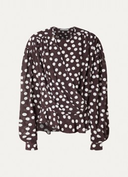 IRO Dames Dotta tuniek met stippenprint in de kleur Donkerbruin