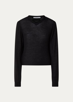 IRO Dames Infini pullover in kasjmierblend met ronde hals in de kleur Zwart